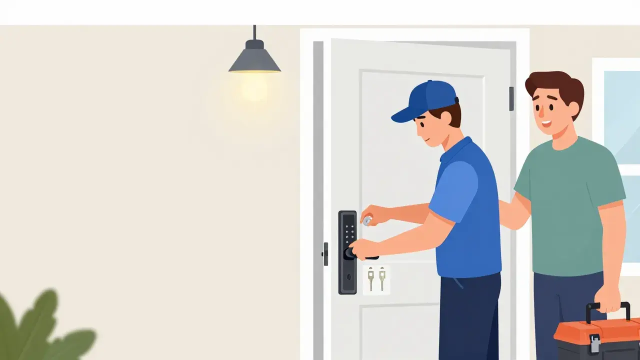 Residential locksmith in Springfield repairing home door locks